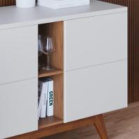 Buffet 3 Portas Detalhadas Noronha Off White Matte/freijó - 6