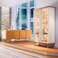 Kit De Aparador Buffet Saluti E Cristaleira Evora Pés De Aço Off White/Cinamomo - 1