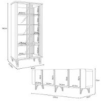 Kit De Aparador Buffet Saluti E Cristaleira Evora Pés De Aço Off White/Cinamomo