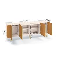 Kit De Aparador Buffet Saluti E Cristaleira Evora Pés De Aço Off White/Cinamomo - 5