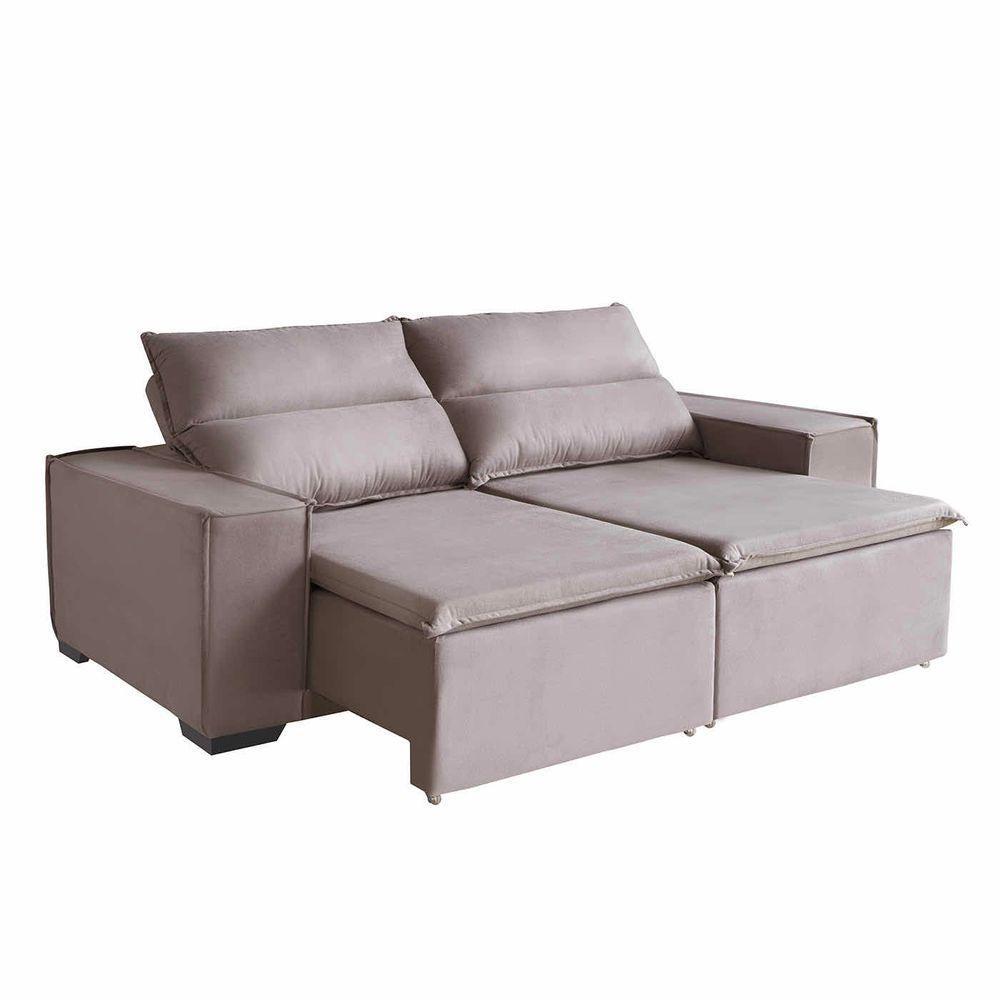 Sofá Paris 6 Lugares 2,90cm Retrátil E Reclinável - De Casa Décor E Estofados Cinza Claro - 2