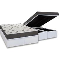 Cama Box Baú King: Colchão Espuma D33 Ortobom Light Saúde + Base Crc Courano White (186x198) - 1