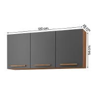 Armario Aéreo Pop 120 Cm Com 3 Portas Freijó/chumbo - 4