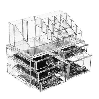 Organizador De Maquiagem Acrilico 5 Gavetas 16 Divisorias Porta Batom Cosmeticos Pinceis