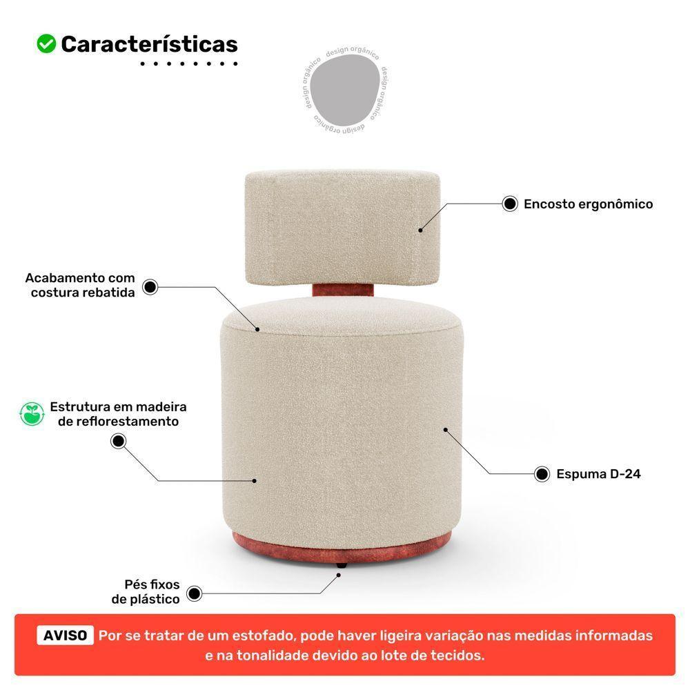Kit 02 Puffs Decorativos Orgânicos Melis Bouclê Bege Couríssimo Ocre - Desk Design - 9