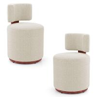 Kit 02 Puffs Decorativos Orgânicos Melis Bouclê Bege Couríssimo Ocre - Desk Design - 1