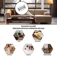 01 Par Conector De Encaixe Para Móveis Compátivel Sofá Cabeceira Painel Galvanizado - Desk Design - 7