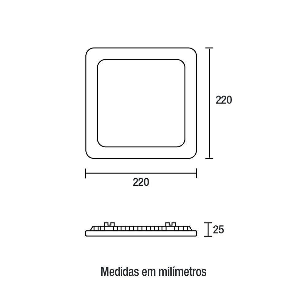 Painel Led Play Embutir Quadrado 18w Bivolt 6.500k - Branco - 2