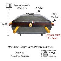 Churrasqueira Alumínio Fundido Craqueada Preta Bafo 40x25cm - 2