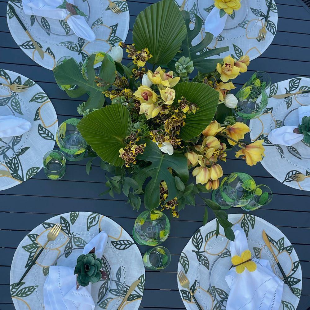 Lugar Americano Redondo Em Tecido Poli-linho Ricamo 40cm Auguri Casa Limone Branco - 2