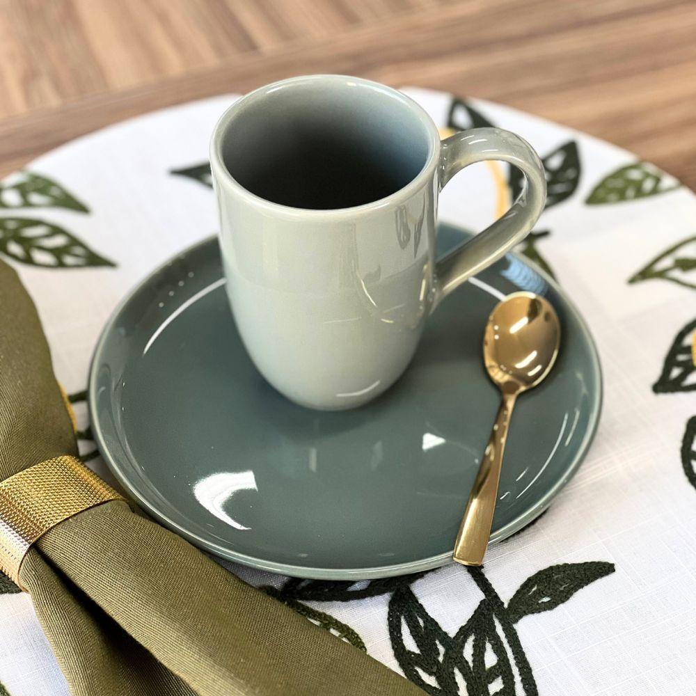 Lugar Americano Redondo Em Tecido Poli-linho Ricamo 40cm Auguri Casa Limone Branco - 3