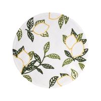 Lugar Americano Redondo Em Tecido Poli-linho Ricamo 40cm Auguri Casa Limone Branco - 1