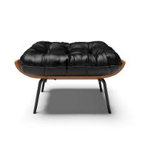 Kit 02 Puffs Costela Corano Base Metálica Preto Preto - 5