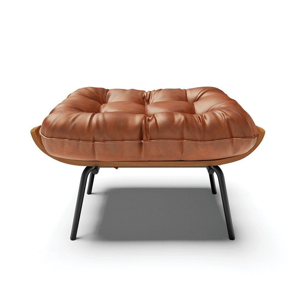 Kit 02 Puffs Costela Corano Base Metálica Preto Nozes - 5