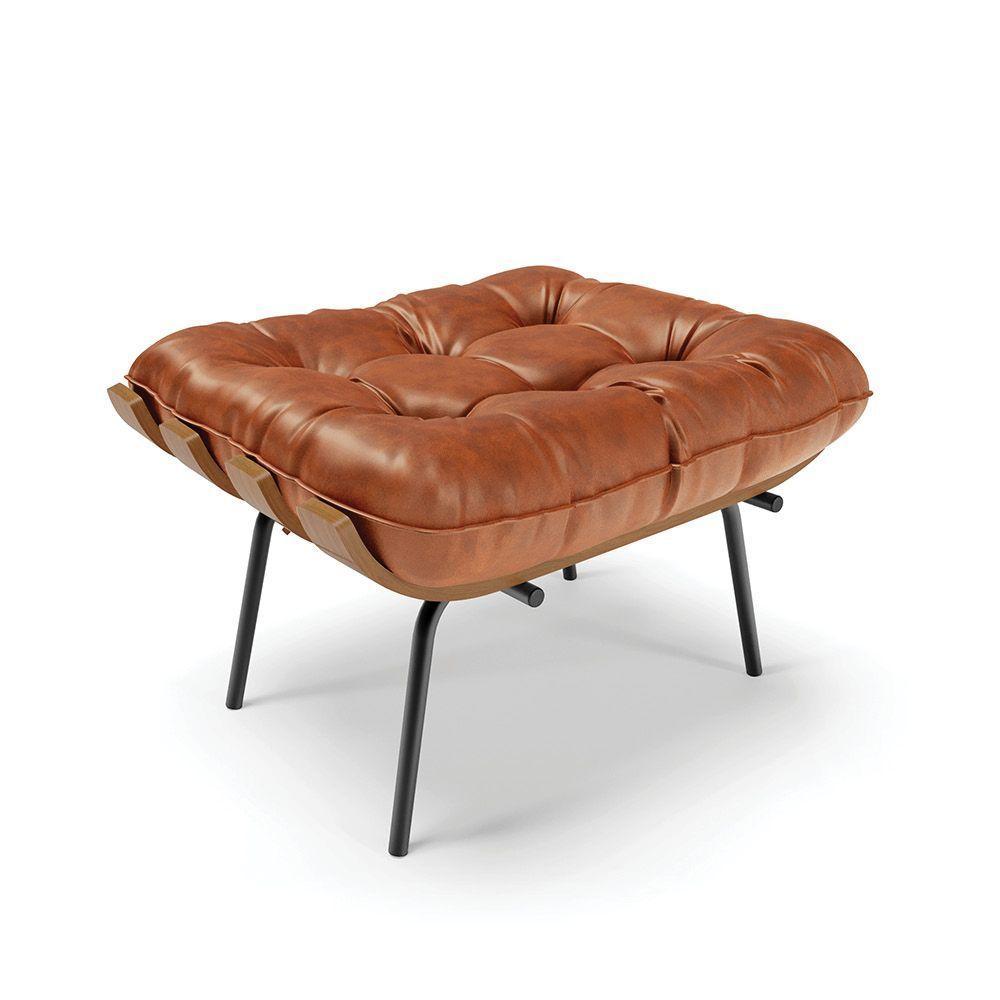 Kit 02 Puffs Costela Corano Base Metálica Preto Nozes - 8