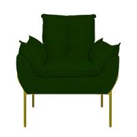 Kit 02 Poltronas Base Metal Dourada Sala Quarto Balaqui Decor Verde - 5