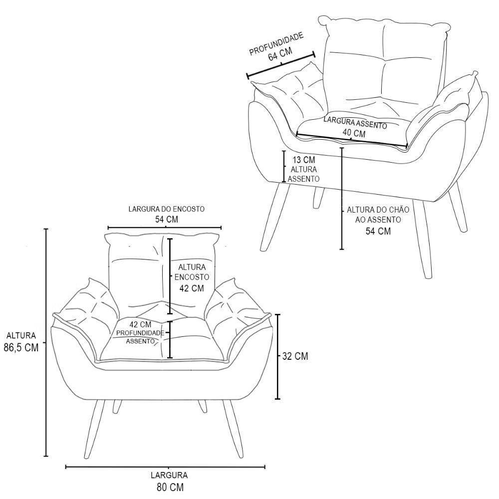 Kit Namoradeira Opala + 2 Poltronas Para Sala Balaqui Decor Azul Marinho - 9