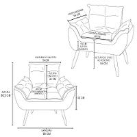 Kit Namoradeira Opala + 2 Poltronas Para Sala Balaqui Decor Azul Marinho - 9