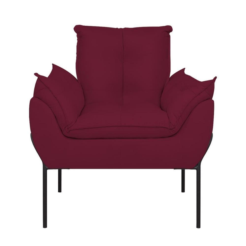 Kit 02 Poltronas Base Metal Preto Sala Quarto Balaqui Decor Marsala - 6