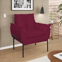 Kit 02 Poltronas Base Metal Preto Sala Quarto Balaqui Decor Marsala - 3