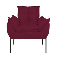 Kit 02 Poltronas Base Metal Preto Sala Quarto Balaqui Decor Marsala - 6