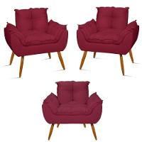 Kit 03 Poltronas Opala Confortável Sala, Quarto Marsala - 1