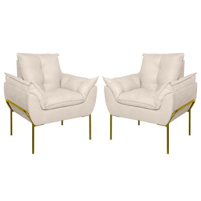 Kit 2 Poltronas Opala Sala E Quarto Suede Bege Balaqui Decor