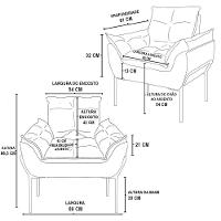 Kit 02 Poltronas Base Metal Dourada Sala Quarto Balaqui Decor Bege - 6