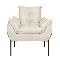 Kit 02 Poltronas Base Metal Preto Sala Quarto Balaqui Decor Bege - 2