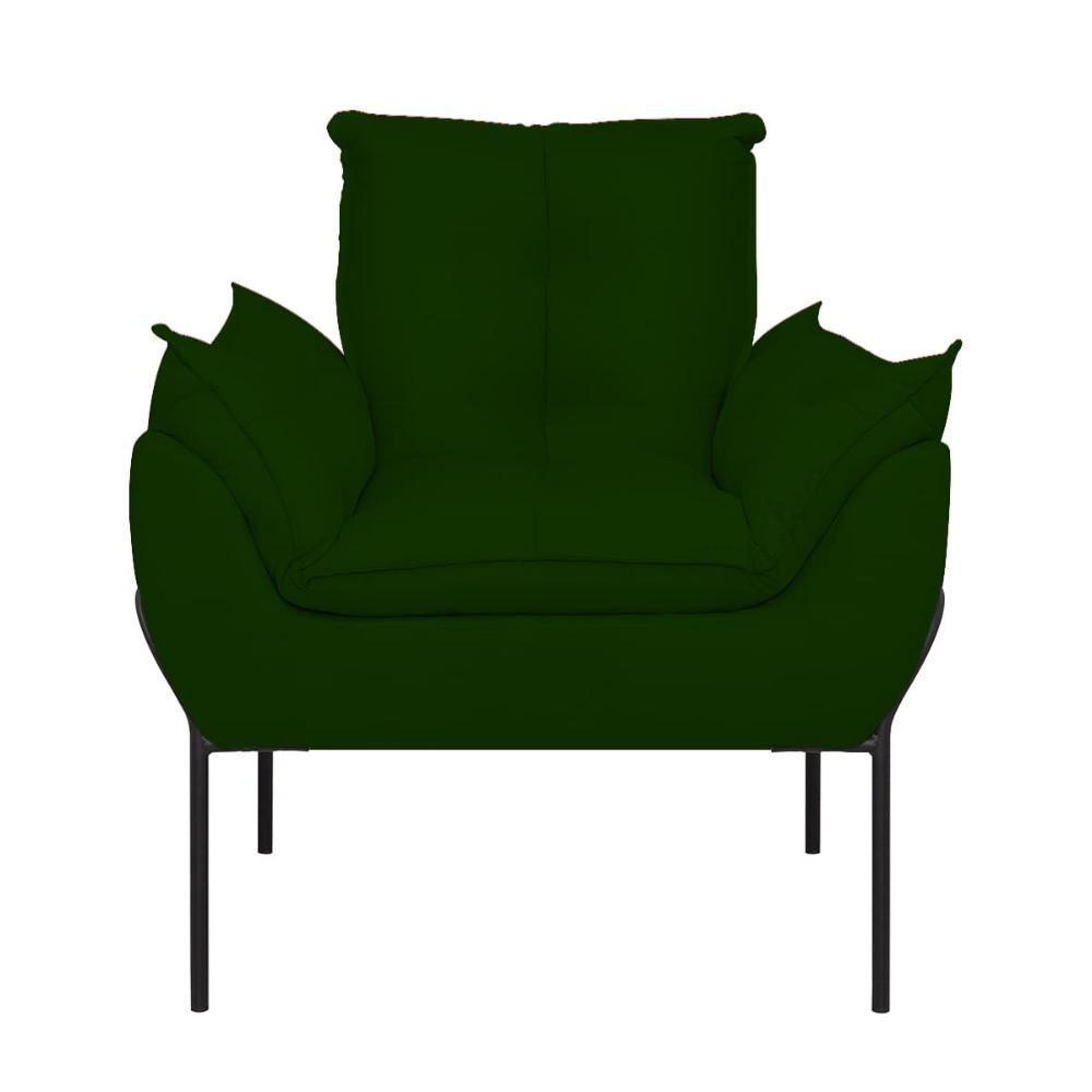 Kit 02 Poltronas Base Metal Preto Sala Quarto Balaqui Decor Verde - 3