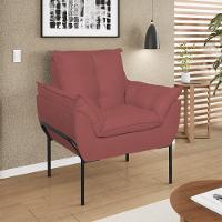 Kit 02 Poltronas Base Metal Preto Sala, Quarto Escritório Rosa