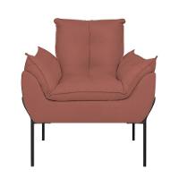 Kit 02 Poltronas Base Metal Preto Sala, Quarto Escritório Rosa - 6