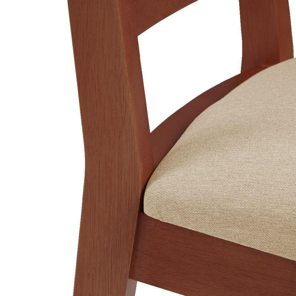 Kit 2 Cadeiras De Jantar Em Madeira Maciça Aline Estofado Linho Bege - Imbuia - Marrom - 5