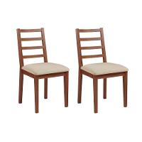 Kit 2 Cadeiras De Jantar Em Madeira Maciça Aline Estofado Linho Bege - Imbuia - Marrom - 1