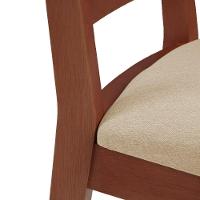 Kit 2 Cadeiras De Jantar Em Madeira Maciça Aline Estofado Linho Bege - Imbuia - Marrom - 5