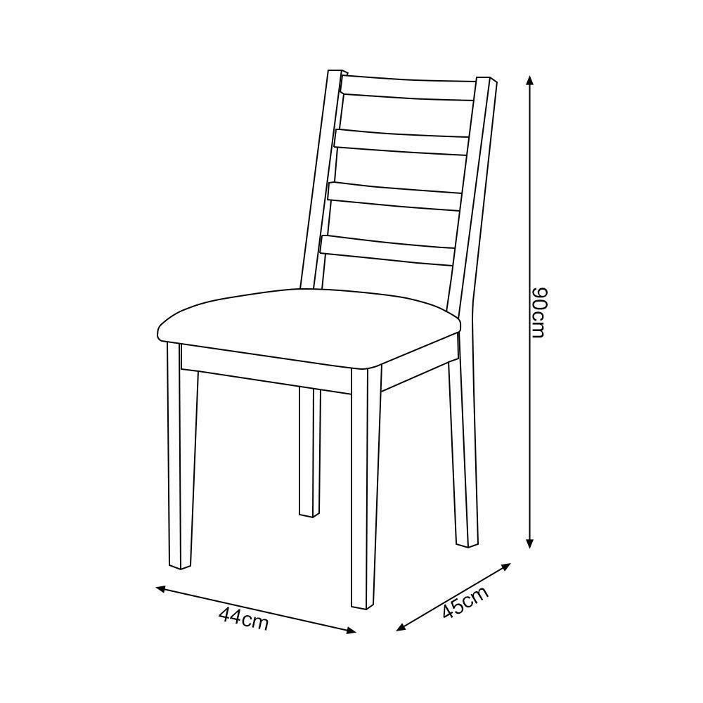 Conjunto De Jantar Mesa Tock 80cm Com 4 Cadeiras Aline Linho Bege - Imbuia - Marrom - 4
