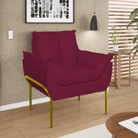 Kit 02 Poltronas Base Metal Dourado Sala, Quarto Escritório Marsala - 2