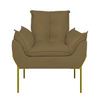 Kit 02 Poltronas Base Metal Dourado Sala, Quarto Escritório Capuccino - 2