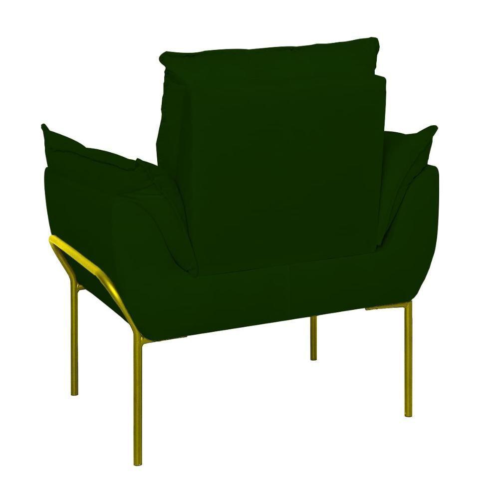 Kit 02 Poltronas Base Metal Dourado Sala, Quarto Escritório Verde - 3