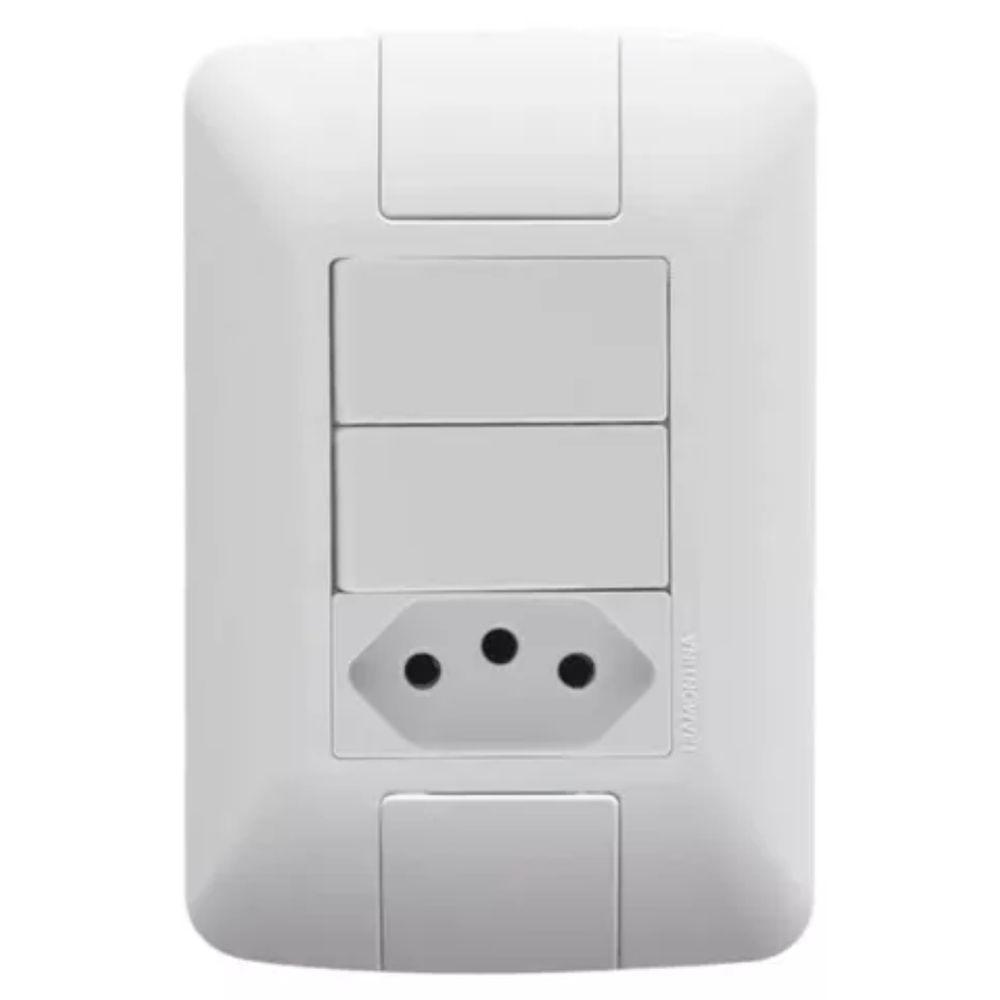 Conjunto 4x2 Com 2 Interruptor Simples + 1 Tomada 2p+t 10a Tramontina Aria Branco - 1