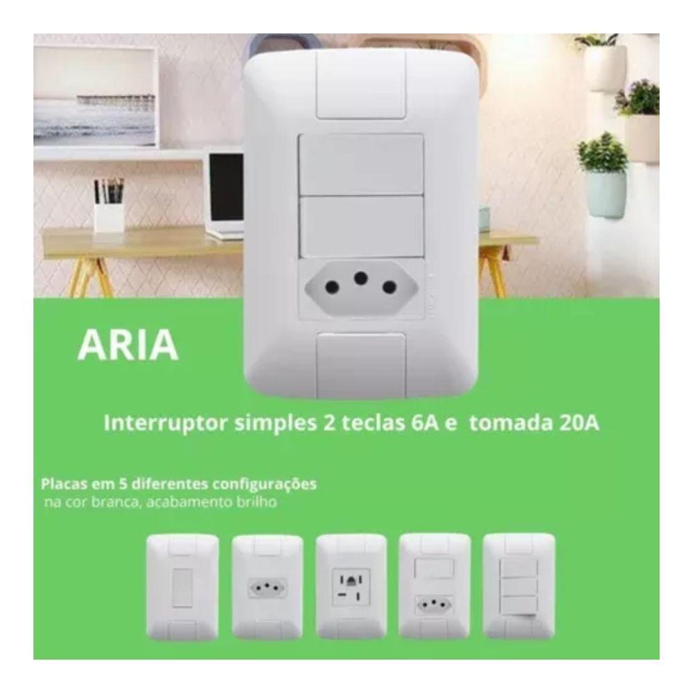 Conjunto 4x2 Com 2 Interruptor Simples + 1 Tomada 2p+t 10a Tramontina Aria Branco - 6