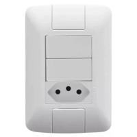 Conjunto 4x2 Com 2 Interruptor Simples + 1 Tomada 2p+t 10a Tramontina Aria Branco - 1