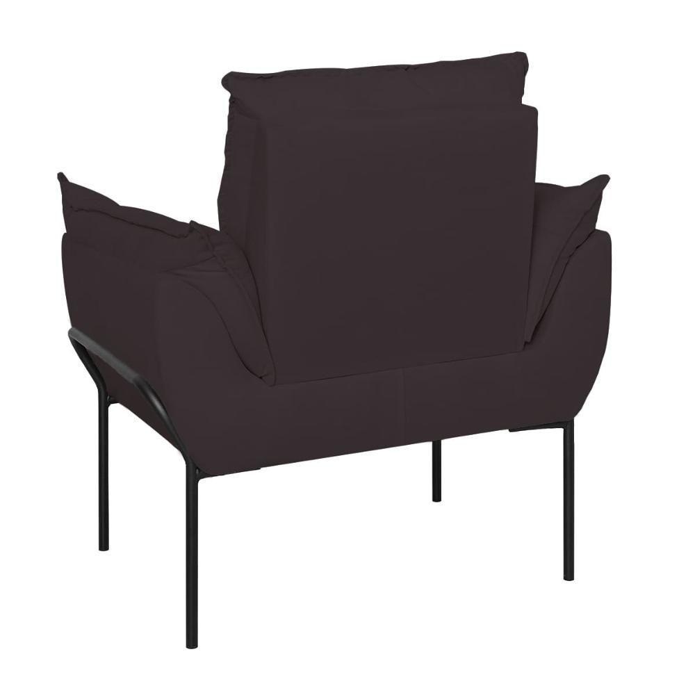 Kit 02 Poltronas Base Metal Preto Sala, Quarto Escritório Cinza - 4