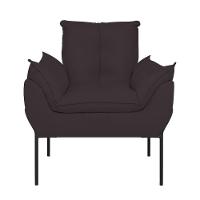 Kit 02 Poltronas Base Metal Preto Sala, Quarto Escritório Cinza - 3