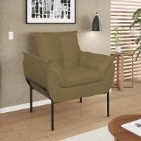 Poltrona Sofá Reforçada Base Metal Preta Amamentação Capuccino - 1