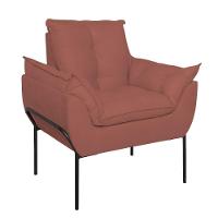 Poltrona Sofá Reforçada Base Metal Preta Amamentação Rosa