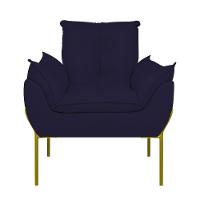 Poltrona Sofá Reforçada Base Metal Dourada Amamentação Azul Marinho - 5