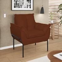 Poltrona Sofá Reforçada Base Metal Preta Amamentação Terracota - 1