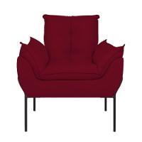 Poltrona Sofá Reforçada Base Metal Preta Amamentação Vermelho - 5