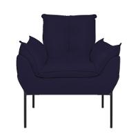 Kit 02 Poltronas Base Metal Preto Sala, Quarto Escritório Azul Marinho - 3